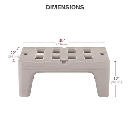 Metro Bow-Tie Dunnage Rack – NSF Listed Heavy-Duty Plastic Rack for Food Service, Commercial Kitchens, Walk-In Coolers & Freezers – 30"L x 22"W x 12"H – 1,500 lb Capacity – Gray Polyethylene