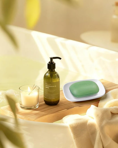 Ceramic Soap Dish for Bathroom and Kitchen, Non-Slip Bar Soap Holder with Fast Drain Design, Soap Saver Tray for Sink, White
