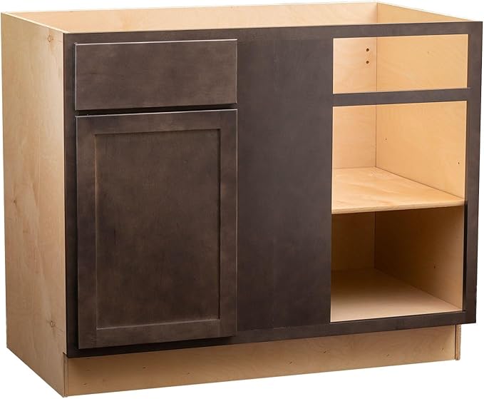 Quicklock RTA (Ready-to-Assemble) | Base Kitchen Cabinets - Shaker Style | Made in America (Espresso Stain, 39" Wx34.5 Hx24 D Blind Corner)