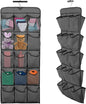 30 Large Pockets Dual Sided Hanging Shoe Organizer Double-Side Closet Storage Shelves with Rotating Hanger Space Saving Storage Bag Portable Shoe Rack Holder for Bedroom Laundry Room,Black