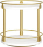 YATINEY Lazy Susan Organizer, Rotating Spice Rack, 2 Tier Spice Turntable Organizer, Industrial Turntable Spice Holder, for Kitchen Countertop and Cabinet, Compact and Versatile, White and Gold SR22DW