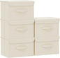 Fabric Storage Bins Cube Organizers with Flip-Top Lid and Handles, Storage Boxes for Organizing Home, Office, and Closet, Beige, 5 Pack 10.2 X 7.9 X 6.7 in