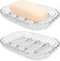 2 Pack Soap Dish Holder for Bar Soap, Bathroom Soap Dishes Bar Soap Holder Tray, Soap Dishes for Shower Bathroom, Kitchen Sink Soap Dish, Clear