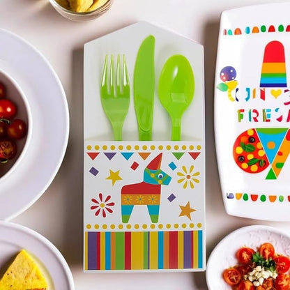 Fun Express Fiesta Cutlery Holders – 50 Pieces - Great For Cinco De Mayo, Fiestas, Parties, Birthdays and Other Events