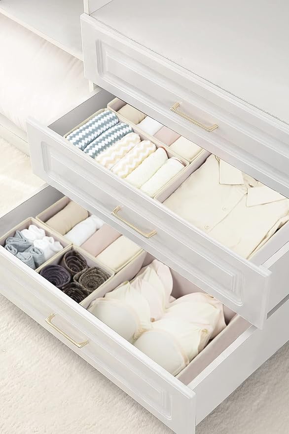 Fordonral 12 Pack Drawer Organizer Clothes, Foldable Fabric Dresser Organizer Closet Organizers and Storage Box for Underwear,Folded Clothes,Baby Clothing,Socks,Bra,Towels,Ties(12 Pack,Pink)