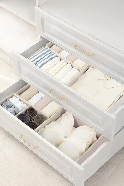 Fordonral 12 Pack Drawer Organizer Clothes, Foldable Fabric Dresser Organizer Closet Organizers and Storage Box for Underwear,Folded Clothes,Baby Clothing,Socks,Bra,Towels,Ties(12 Pack,Pink)