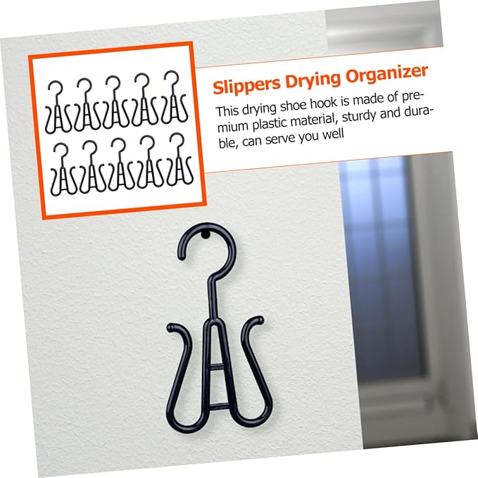 Happyyami 10pcs Sturdy Plastic Shoes Drying Racks Double Hook Shoes Hanger Boot Hangers for Home Travel Hanging Organizer
