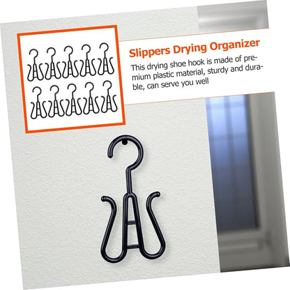 Happyyami 10pcs Sturdy Plastic Shoes Drying Racks Double Hook Shoes Hanger Boot Hangers for Home Travel Hanging Organizer
