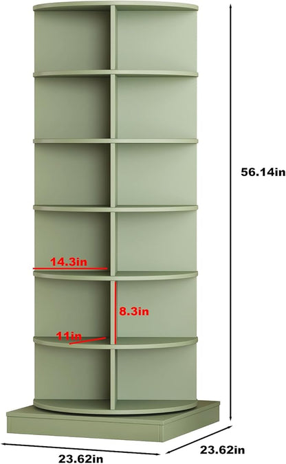 6-Tier Rotating Shoe Rack Tower, 360 Spinning Shoe Rack, Modern Free Standing Spinning Shoe Organizer, Rotating Lazy Susan Shoe Racks for Entryway Doorway, Holds Up to 24 Pairs of Shoes(Green)