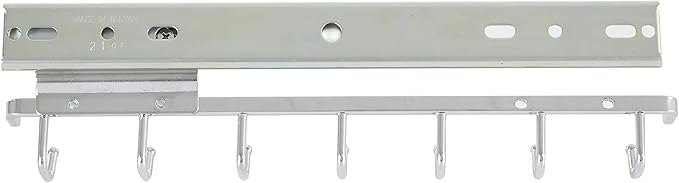 Rev-A-Shelf Sidelines 14" Pull Out Sliding Deluxe Belt, Scarf, Tie Accessory Organization Rack Holder Hanger with 7 Hooks, Chrome, CBRSL-14CR-1