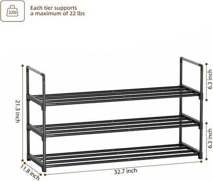 Shoe Rack, 3-Tier Shoe Organizer, Sturdy Shoe Storage Shelf, Perfect for Front Door Entrance, Closet & Entryway, Easy to Assemble, DIY Layering Options (S - 3 Tier)