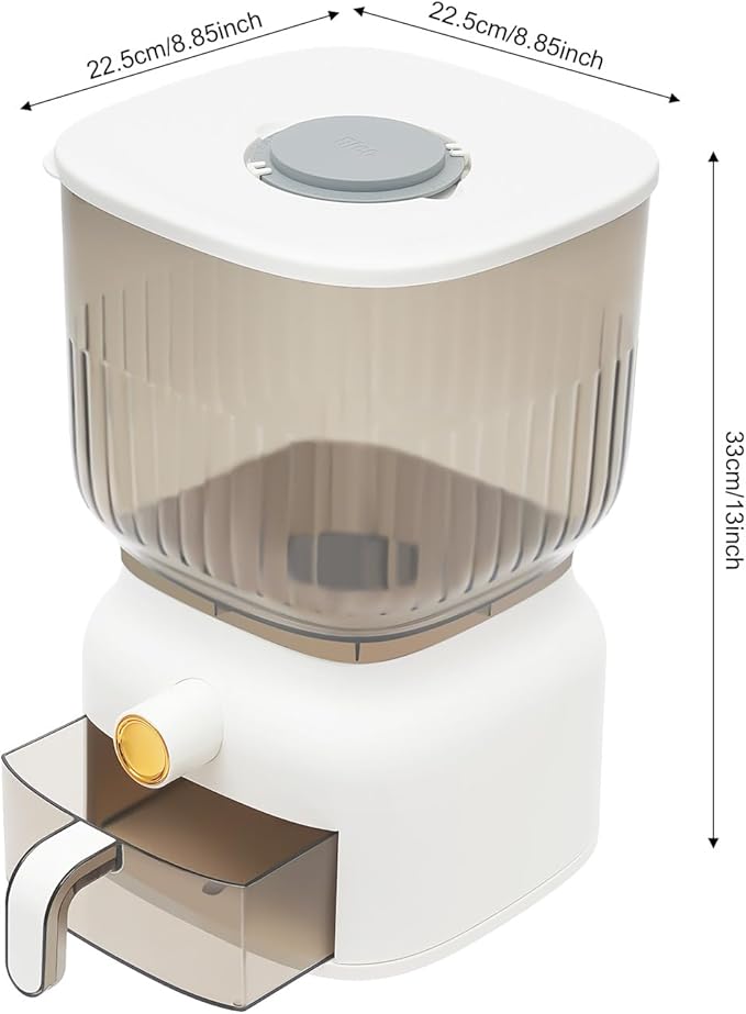 Rice Dispenser, Large Grain Container Storage with Lid Measuring Cylinder Household Cereal Dispenser Bucket, Kitchen Organizer for Rice, Beans, Grains, Cereal Dry Food