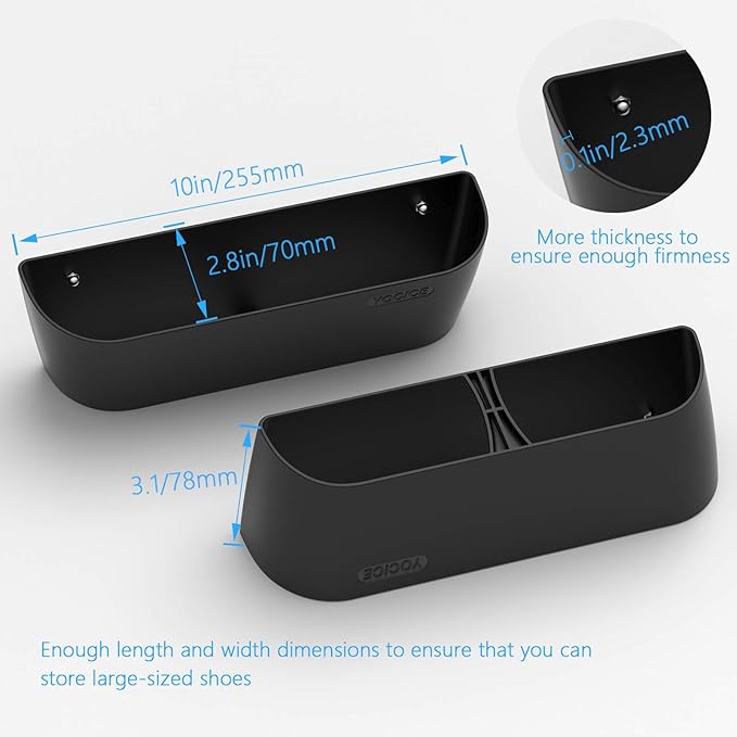 Wall Mounted Shoes Rack 2Pack with Sticky Hanging Strips, Plastic Shoes Holder Storage Organizer,Door Shoe Hangers (SM03-Black-2)