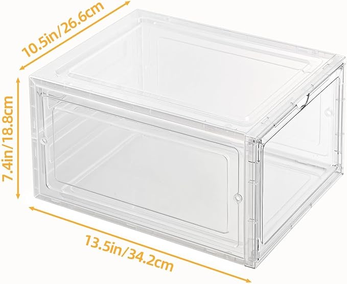 Hat Organizer Box,Stackable Baseball Caps Holder Box Containers with Magnetic Door for Hats Snapback Cap Storag,Clear Hat Storage with Magnetic Door, Holds 8 Hats Each (clear, 1 pack)