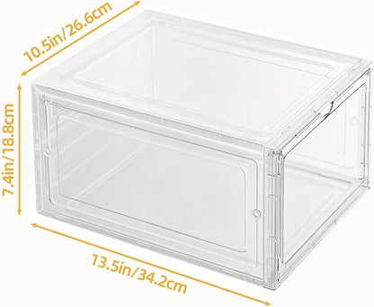 Hat Organizer Box,Stackable Baseball Caps Holder Box Containers with Magnetic Door for Hats Snapback Cap Storag,Clear Hat Storage with Magnetic Door, Holds 8 Hats Each (clear, 3 pack)