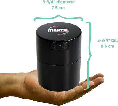 Tightvac - Premium Airtight Herb Storage Container - Holds ½ oz to 3 ounces - Keep Your Herbs and Dry Goods Fresh and Flavorful. Black