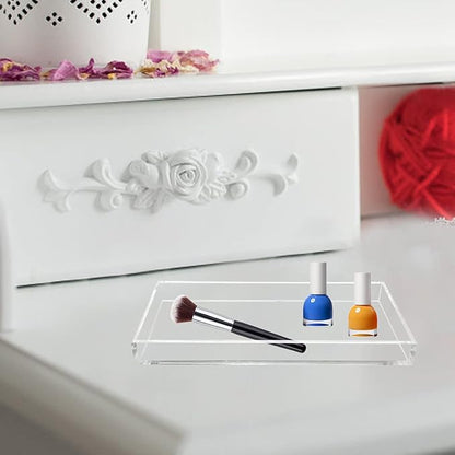 Acrylic Vanity Tray for Organizing, Clear Bathroom Trays for Counter, Desk, Dresser