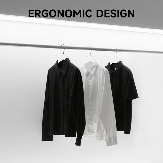 Quality Wooden Clothes Hangers, Solid Wood Suit & Coat Hangers with Pants Bars, Swivel Hook, Shoulder Notches, Heavy Duty Hangers for Shirts, Jackets, Dresses & Trousers(White/36-Pack)