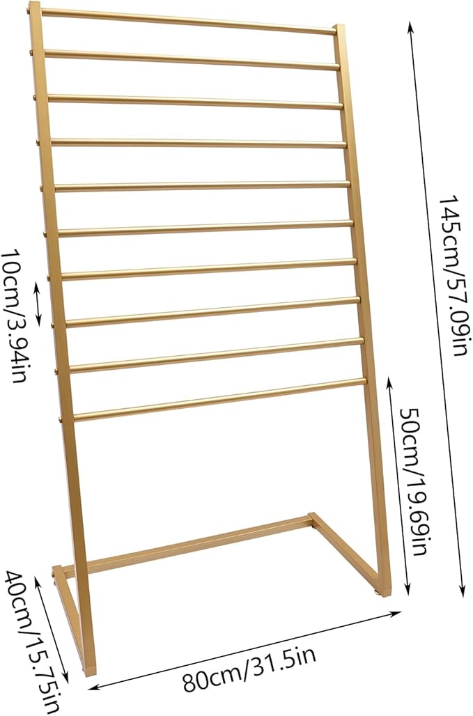 Scarf Display Stand, 10 Tier Metal Scarf Holder Organizer, Scarf Hanger Scarf Holder Scarf Organizer Belt Organizer Pants Rack Scarf Rack for Commercial Clothing Retail Store (Gold, 80cm)