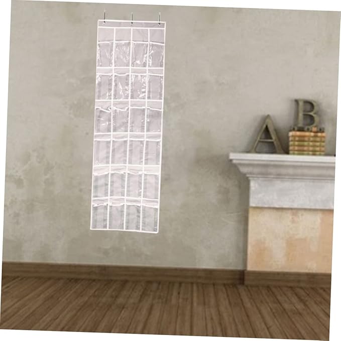 24Grid Transparent Hanging Shoe Organizer Bag Clear Wall Storage for Shoes Toiletries and Sundries Over the Door Bathroom Storage