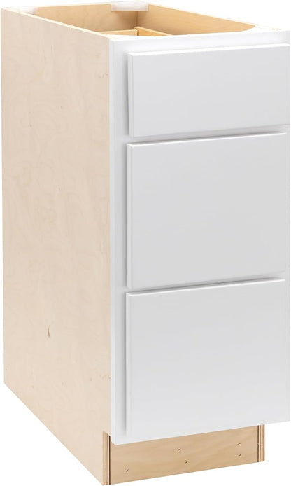 Quicklock RTA (Ready-to-Assemble) | Base Kitchen Cabinets - Shaker Style | Made in America (Pure White, 15" W x 34.5" H x 24" D 3 Drawer Pots and Pans)