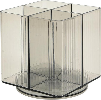 Trio Essentials Square Rotating 4 Compartment Cosmetic & Beauty Organizer, Brush Holder, Makeup, Jewelry, Office Desk Accessories, Cutlery, Vanity Holder, Art Supplies, Household Organization (1 Pack)