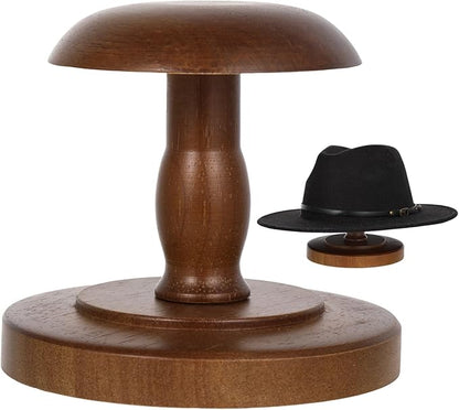 Vintage Wooden Hat Rack Stand, Vintage Rustic Brown Hat Rack Display Stand, Tabletop Cap Hats Rack Organizer with Wig Holder Display for Closet, Home Decor Display