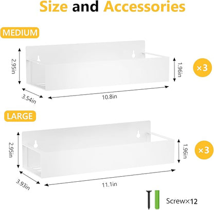 SMRCAD Magnetic Spice Rack for Refrigerator, 6pack Magnetic Shelf for Fridge Space Saving Seasoning Organizer for Kitchen storage Any Metal Surface No Drilling Needed (6pack-White)