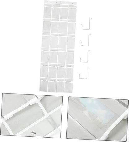 Happyyami 24-Pocket Over-the-Door Hanging Storage Bag Waterproof Fabric Organizer for Shoes Keys and Small Items for Home Bedroom and Bathroom Use