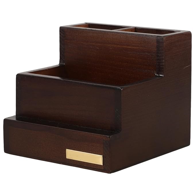 minkissy Antique Solid Nail Tool Storage Box 4.72X4.33X3.93 Inch Desktop Organizer Large Capacity for Manicure Drill Bits Brushes Polishing Heads Home Salon Use
