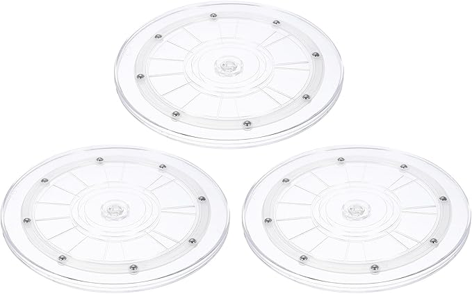 uxcell 3Pack Acrylic Lazy Susan Turntable, 9" Spinner Lazy Susan Turntable Organizer, Acrylic Ball Bearing Rotating Tray for Pantry Spice Rack Decorating, Clear