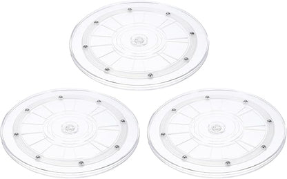 uxcell 3Pack Acrylic Lazy Susan Turntable, 9" Spinner Lazy Susan Turntable Organizer, Acrylic Ball Bearing Rotating Tray for Pantry Spice Rack Decorating, Clear