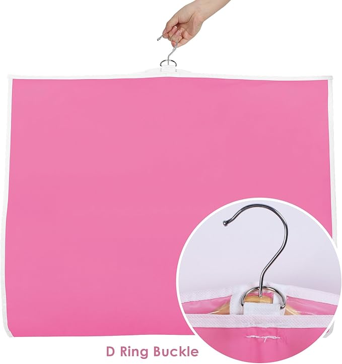 Univivi Dance Costume Garment Bags for Kids, 40 Inch Foldable Hanging Garment Bags for Dancers with Clear PVC Window and 3 Zipper Pockets, Rose Red (5 Pack)