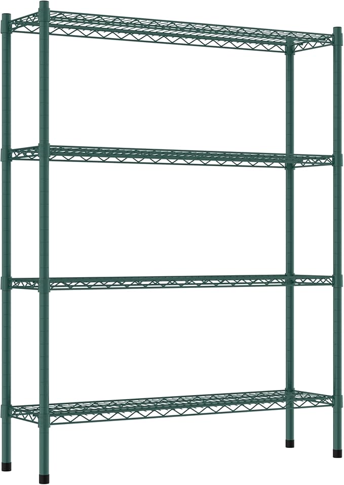 Commercial NSF Listed Green Epoxy Stationary Wire Shelving Kit 12" x 42" x 54", with 4 Shelves Perfect for Warehouse, Walk-in Refrigerator, Freezer, Grocery Store, Restaurant, Dishroom