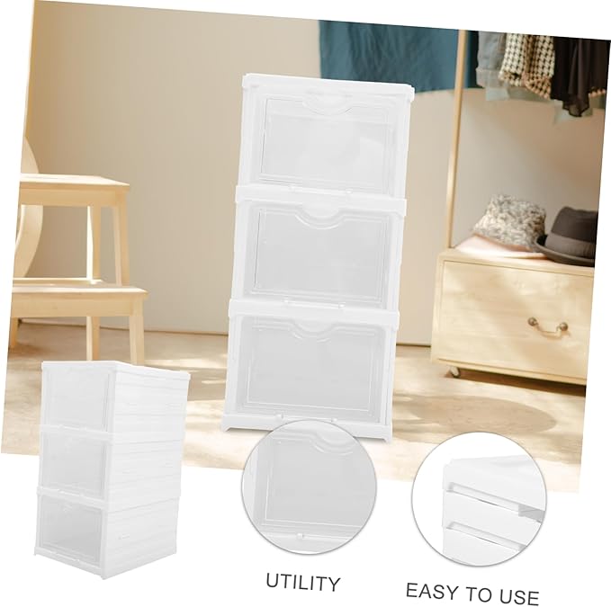 Healifty Sneaker Storage Box Foldable Stackable Shoe Boxes Entryway Shoe Organizer Storage Organizer