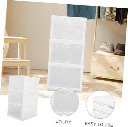 Healifty Sneaker Storage Box Foldable Stackable Shoe Boxes Entryway Shoe Organizer Storage Organizer