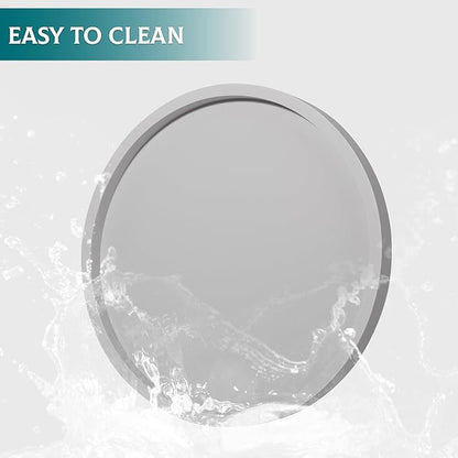 Silicone Bathroom Tray Round Vanity Tray Decorative Soap Holder Kitchen Countertop Organizer Coffee Table Decor for Candle, Perfume, Plant, 9 Inch, Light Grey