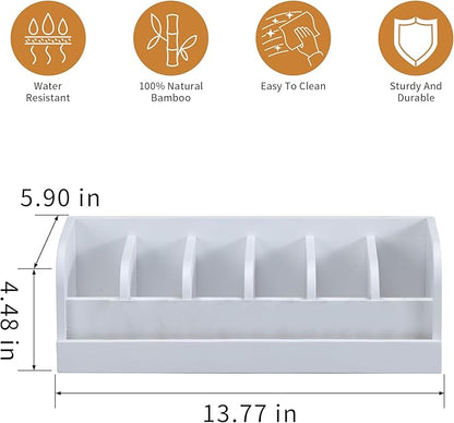 MinBoo Bamboo Belt Rack, 6-Compartment Belt Organizer and Displayer for Closet and Drawer, Men and Women (White)