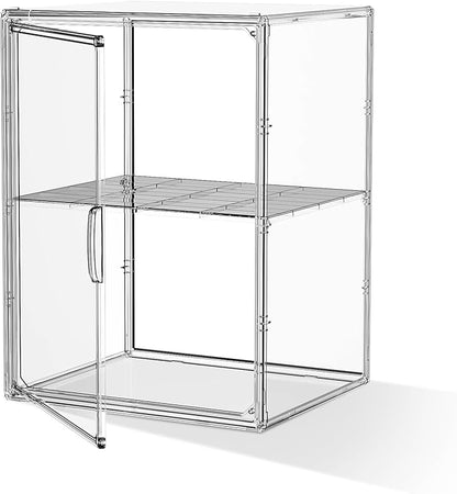 Acrylic Clear Display Case, Stackable Plastic Storage Bins with Shelf, Figure Figurine Hobby Display Case with Magnetic Lid, Large Acrylic Display Box for Collectibles, Figures, 1 Pack