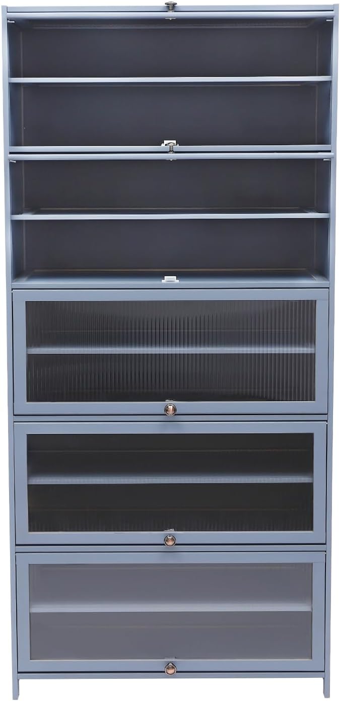 10 Tier Shoe Rack Organizer with Door, 40 Pairs Entryway Shoe Storage Cabinet Narrow Shoe Organizers and Storage Shoe Rack for Entryway Bedroom Hallway (Grayish Blue)