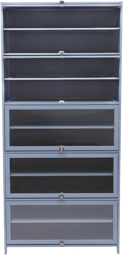 10 Tier Shoe Rack Organizer with Door, 40 Pairs Entryway Shoe Storage Cabinet Narrow Shoe Organizers and Storage Shoe Rack for Entryway Bedroom Hallway (Grayish Blue)