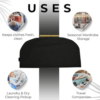 Shoulder Covers for Clothes - Breathable Garment Dust Covers Protectors for Suit, Coats, Jackets, Dress Closet Storage (Black, Set of 3)