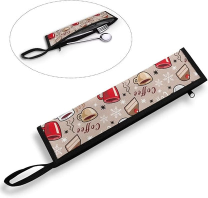 Cutlery Storage Bag Travel Silverware Cloth Bags for Travel Tableware Carrying Bag Travel Silverware Case Utensil Pouch Utensil Case,Coffee