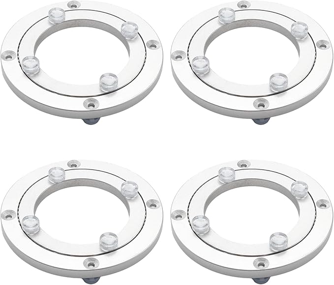 4Pcs 120mm / 4.72" Aluminum Alloy Lazy Susan Turntable Bearings, 4" Round Rotating Bearing Turntable Base(Base Only), for Kitchen Storage, Corner Shelves, Book Rack