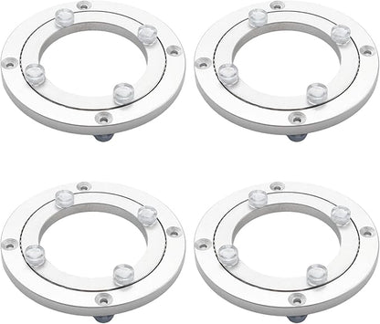 4Pcs 120mm / 4.72" Aluminum Alloy Lazy Susan Turntable Bearings, 4" Round Rotating Bearing Turntable Base(Base Only), for Kitchen Storage, Corner Shelves, Book Rack