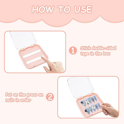 LOGJAM 16 Press On Nail Packaging Boxes, 3 Inch Acrylic Fake Nail Storage Display Case Containers with 72 Adhesive Nail Tapes for Nail Salon Supplies Nail Art