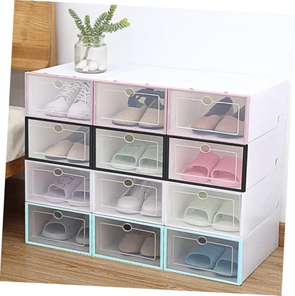 6pcs Shoe Storage Boxes Plastic Shoe Containers Closet Organizer Sturdy Folding Racks
