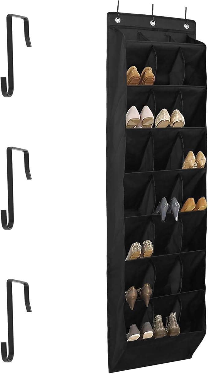 US Over the Door Shoe Organizer Oxford Cloth Over the Door Shoe Rack 24 Compartments Hanging Door Shoe Rack Foldable Hanging Shoe Organizer Over the Door Shoe Storage for Shoes Sneaker(black)