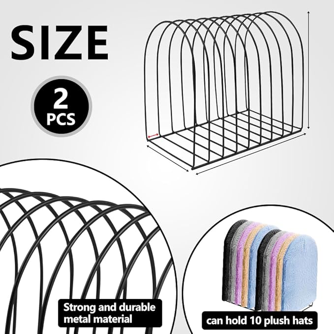 Beanie Holder Organizer, Knitted Hat Storage Rack Display Stand Metal Cap Holder for Winter Swimming Hat Display Home Entryway Tabletop Bedroom Closet Dresser Room Office (Black, 1 Pcs)