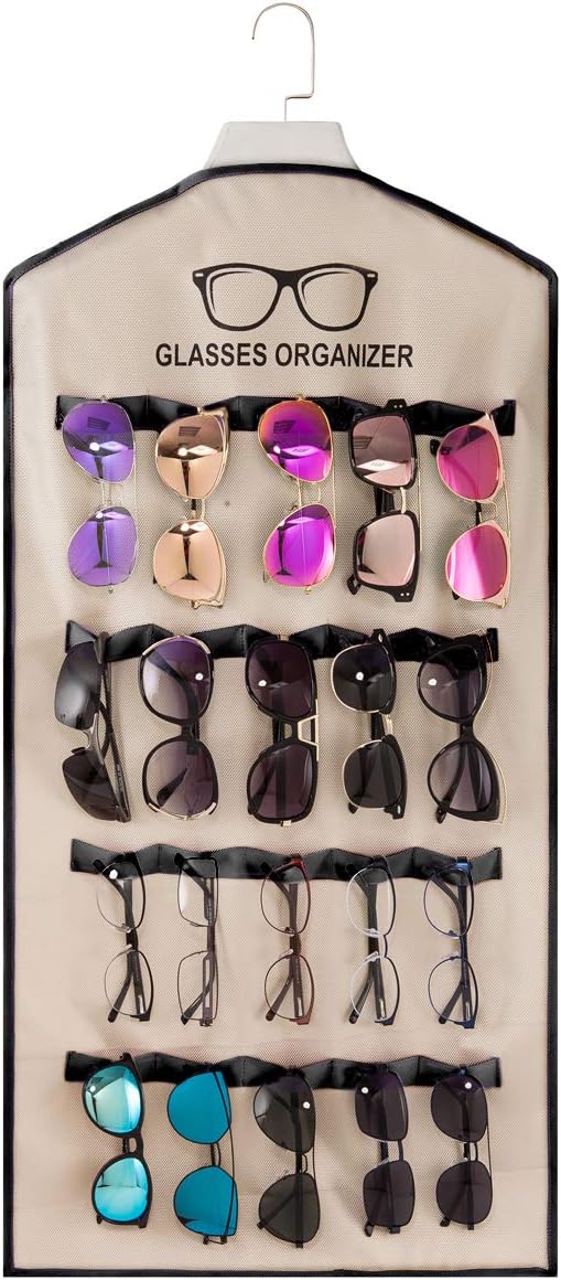 TRIUMPH VISION Sunglasses Case Wall Mount Glasses Organizer, Sun Glasses Holder Rack, Washable Hanging Sunglasses Display Storage, Durable Oxford Material